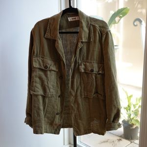 Loomed linen fatigue shirt